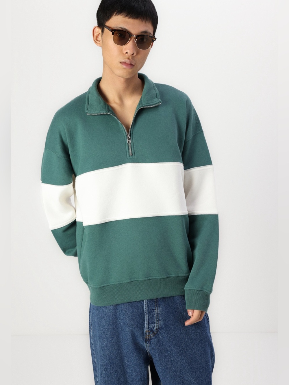 Abercrombie & Fitch Essential Half-Zip Sweatshirt Mallard Green Men’s Medium